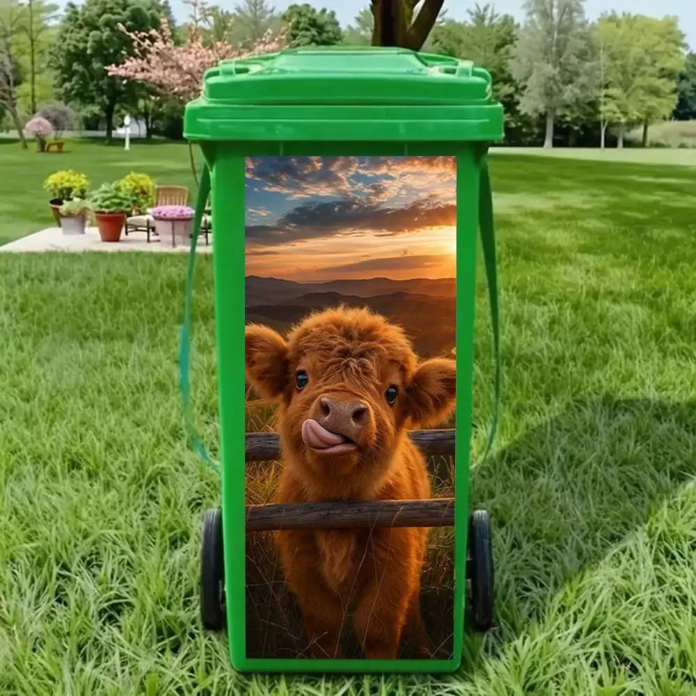 Creative Trash Can Sticker with Colourful Cartoon