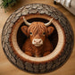 Highland Cow In The Hollow Round Rug - HR013
