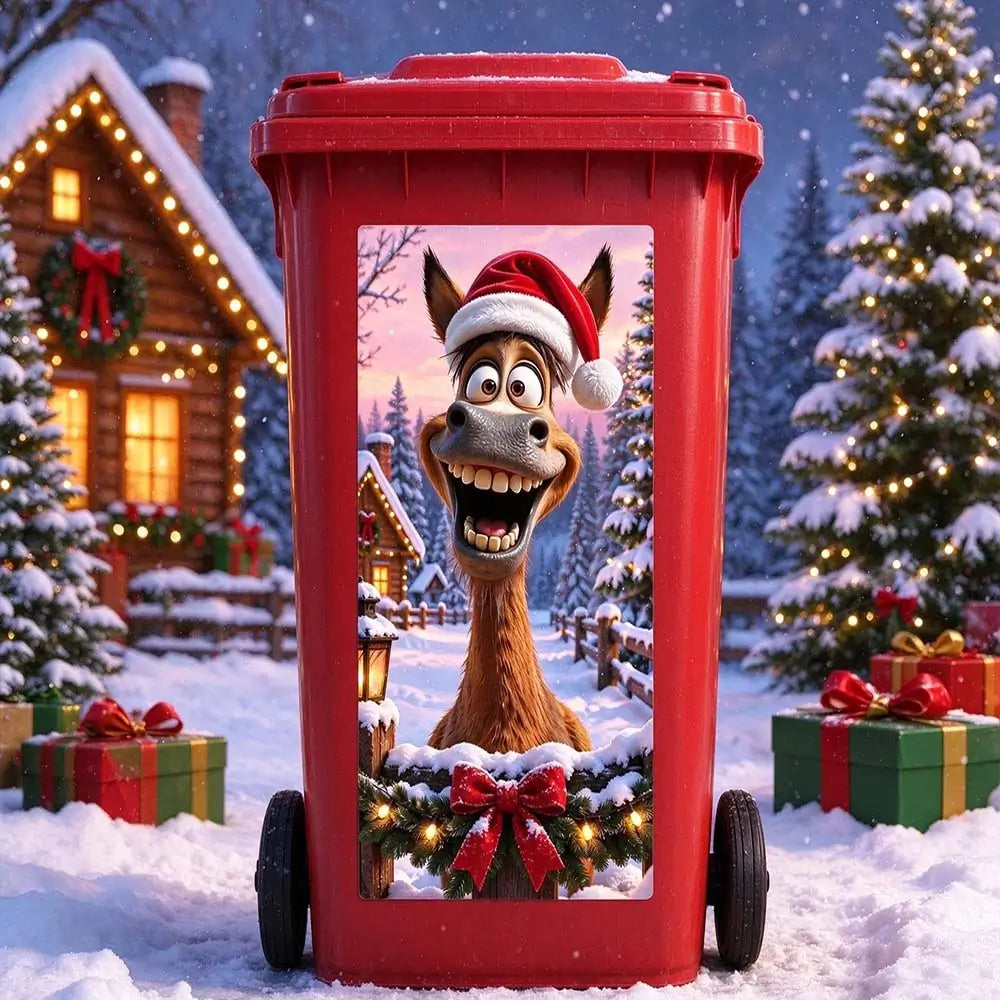 Horse trash can sticker for Christmas outdoor bin decoration