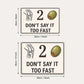 "Don’t Say It Too Fast" Metal Sign - Humor Rebus Joke Tin Plaque