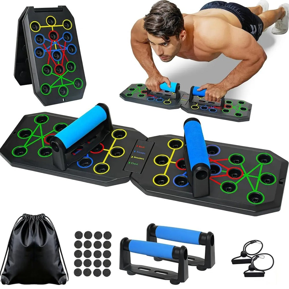 Enhanced Push-up Board Fitness Kit with 28 Holes – Portable Home Exercise Equipment for Chest, Arms & Core