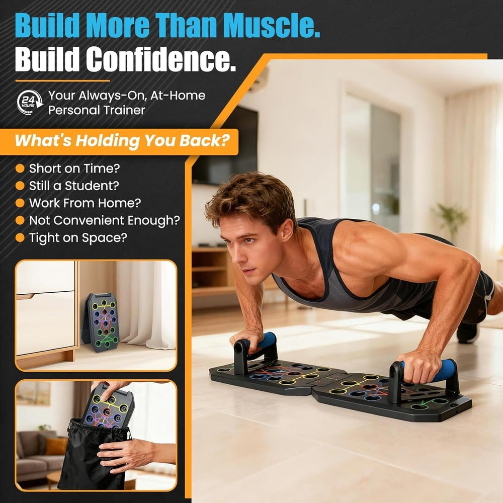 Enhanced Push-up Board Fitness Kit with 28 Holes – Portable Home Exercise Equipment for Chest, Arms & Core