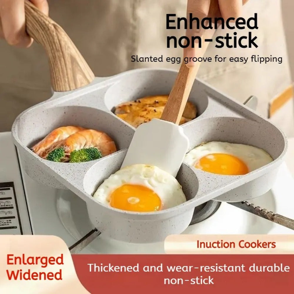 Non-Stick 4-in-1 Breakfast Pan – Multi-Section Skillet for Eggs, Pancakes & Bacon