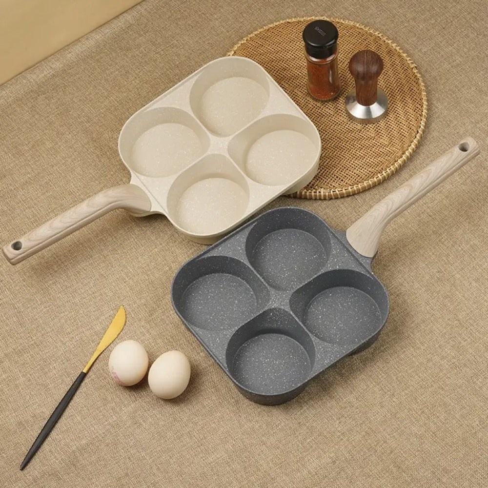Non-Stick 4-in-1 Breakfast Pan – Multi-Section Skillet for Eggs, Pancakes & Bacon