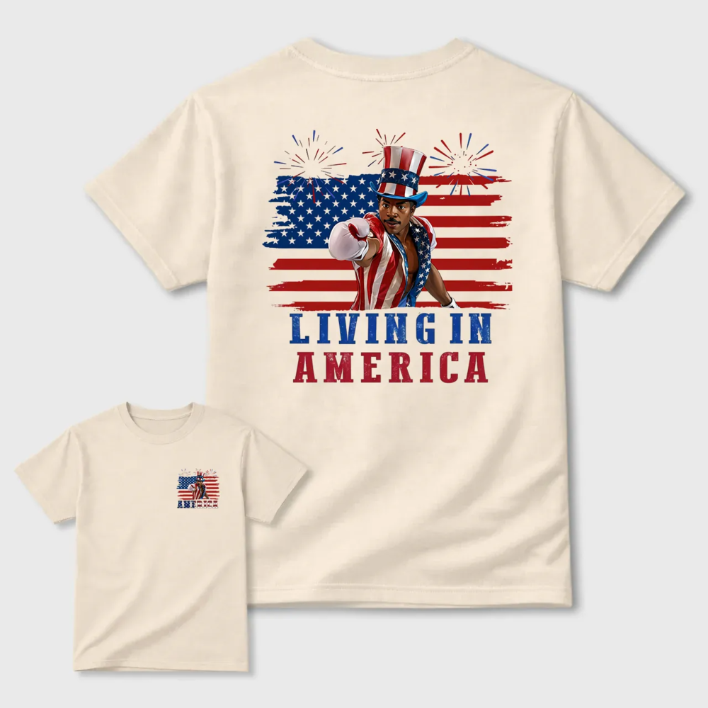 Apollo Creed Living In America July 4th Independence Day Graphic T-Shirt