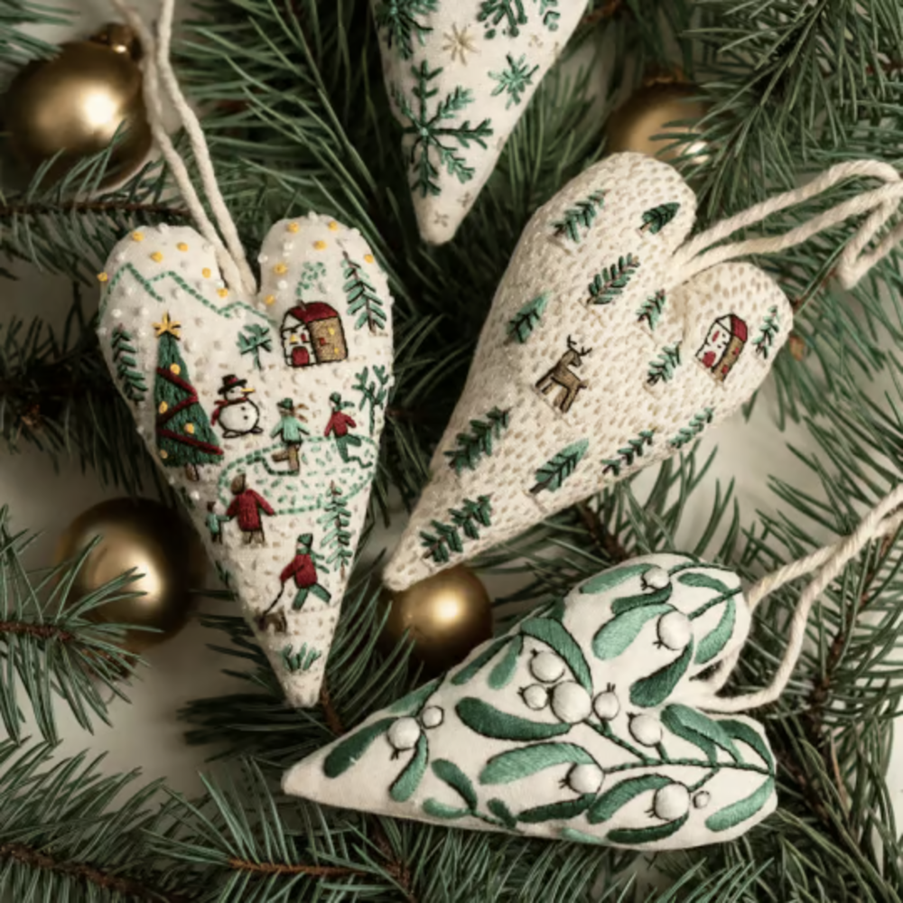 💖DIY Heart Shaped Hand Embroidered Christmas Finished product/DIY material kit