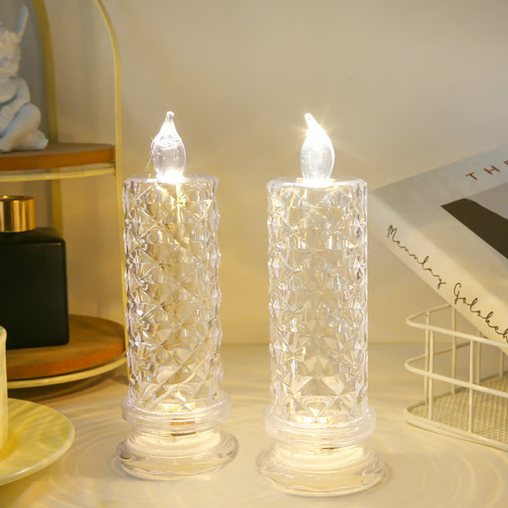 ✨🕯️LED Crystal Candle Lights 🌈Battery Operated