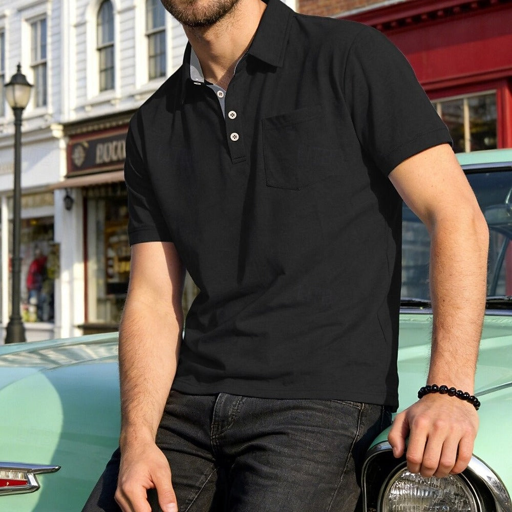 Men's Polo Polo Shirts Casual Vacation Lapel Short Sleeve Fashion Modern Plain