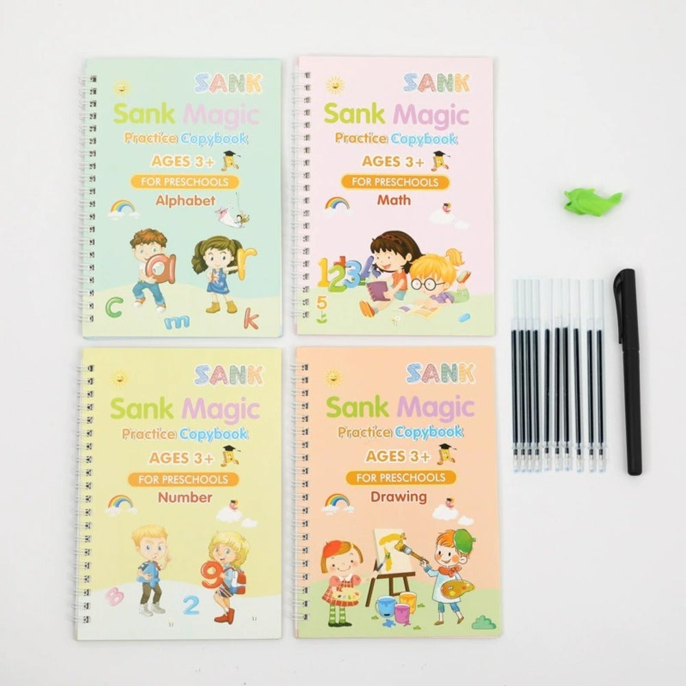 MagicBook | Kids Practice Copybook Set (4Pcs/Set)