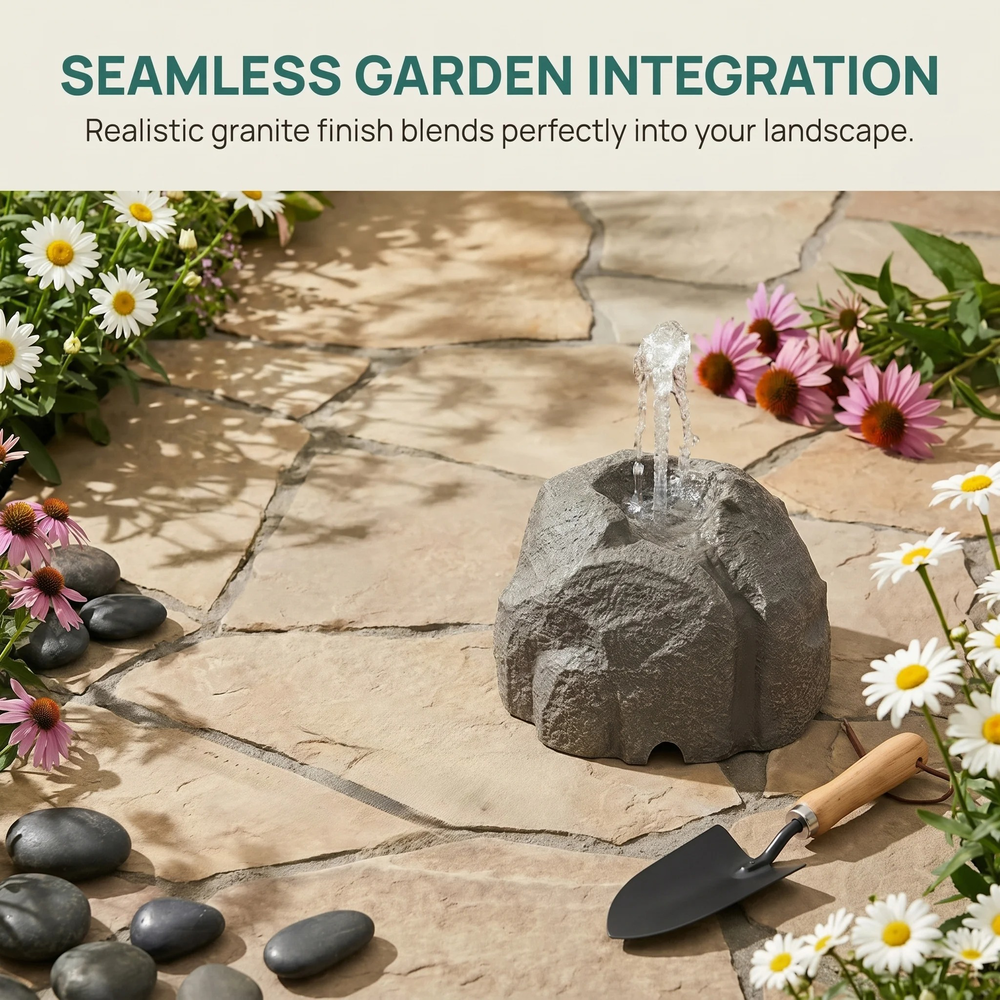 Solar Rock Bird Bath Fountains