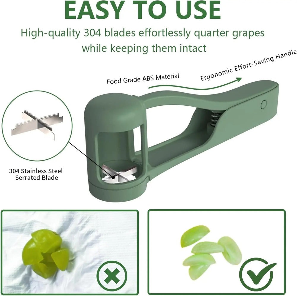 Grape Cutter – Stainless Steel Fruit Quarter Cutter for Kids & Meal Prep