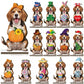 Interchangeable animal wooden decor with autumn seasonal accessories