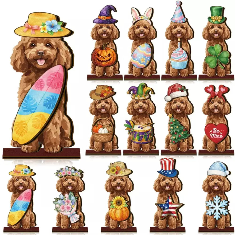 Interchangeable animal wooden sign decorated for Easter