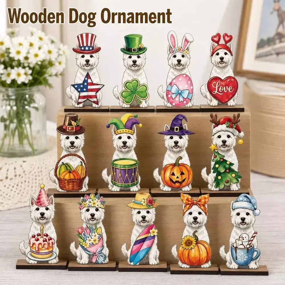 Interchangeable animal wooden sign decorated for Christmas