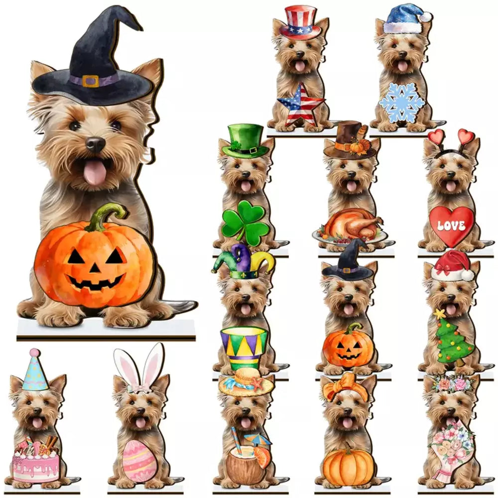 Interchangeable animal desk sign with Halloween magnetic accessories