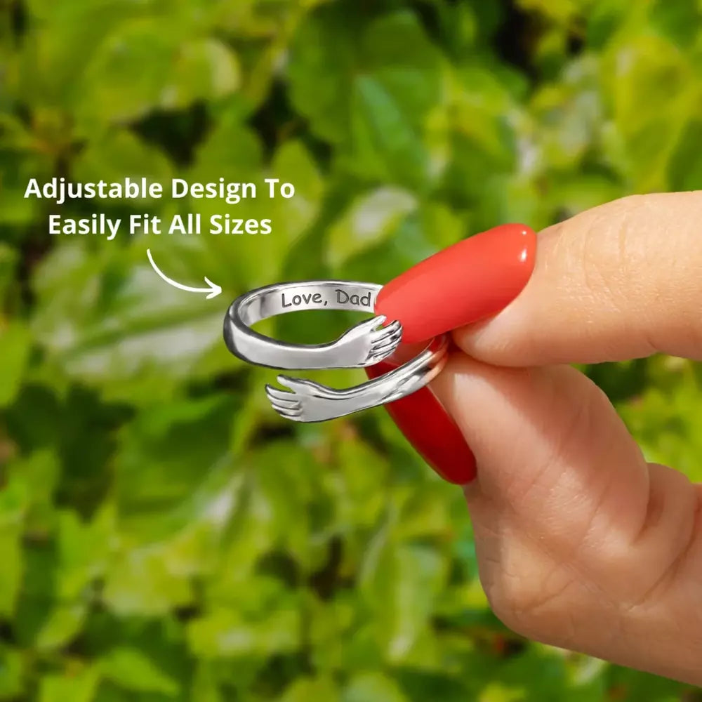 Hug ring featuring a Love Dad engraving on the inside