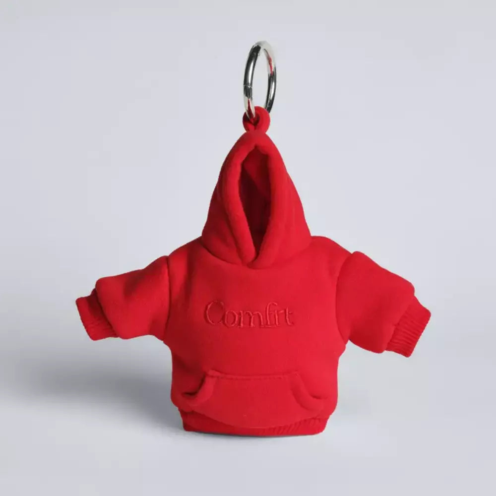 Red mini hoodie stress ball keychain
