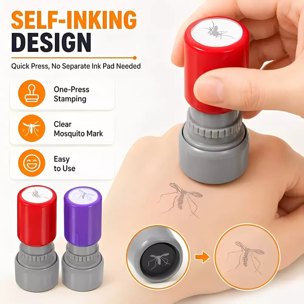 Demonstration of how to press the mosquito prank stamp