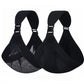 Two black nursing bra cups with adjustable straps and mesh panels, shown on a plain white background.