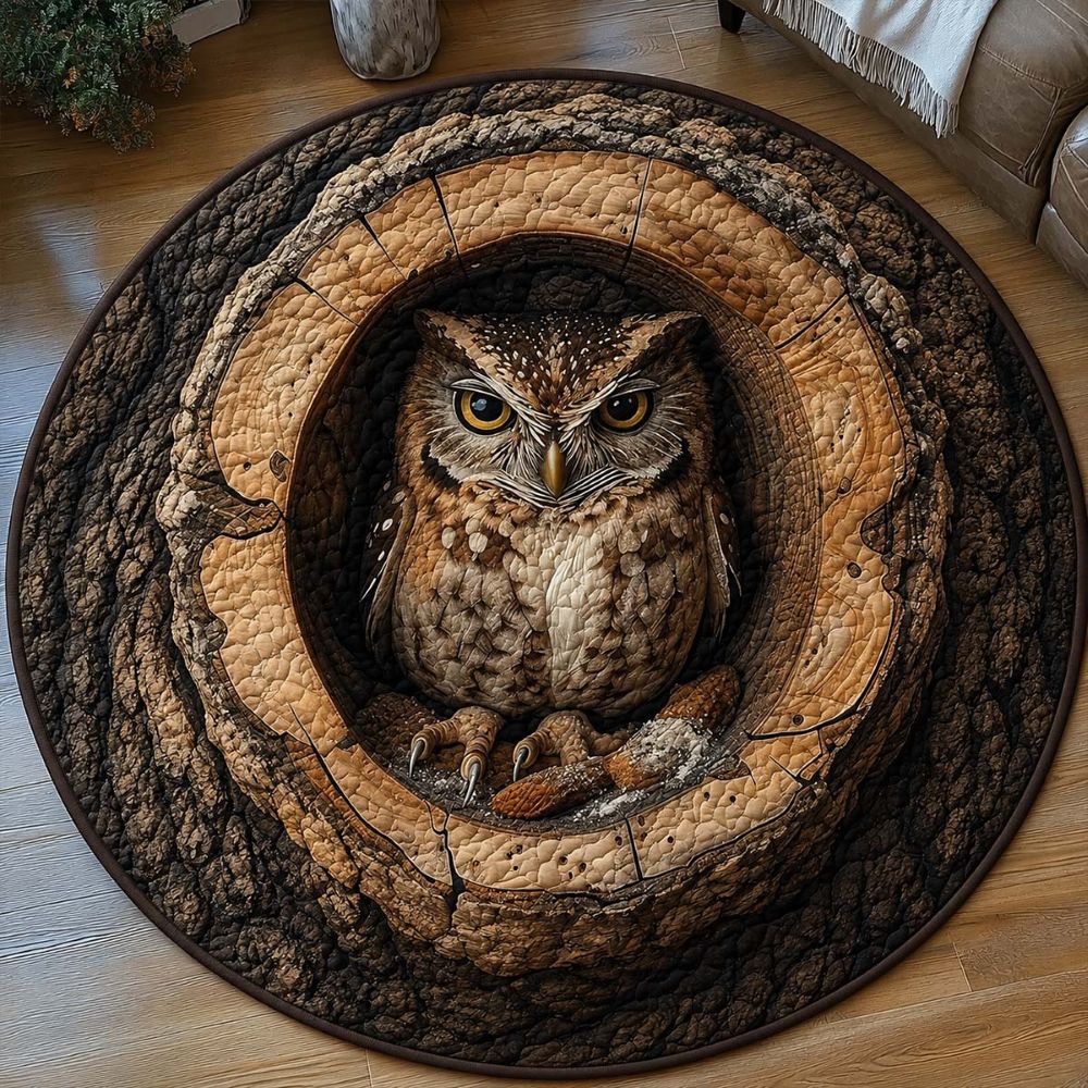 Owl In The Hollow Round Rug - HR007