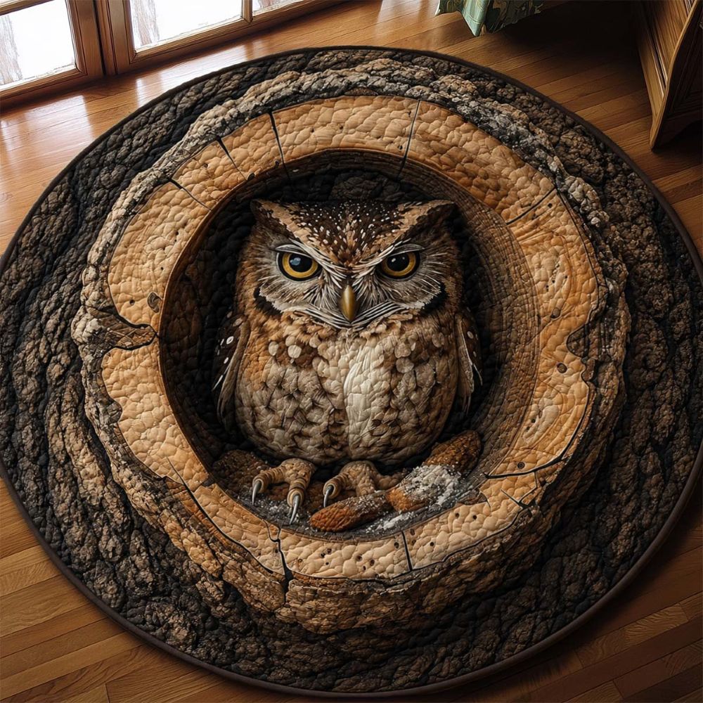Owl In The Hollow Round Rug - HR007