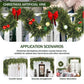 Christmas artificial vine with red bows and decorations on a white background