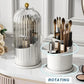 Rotating Toothbrush & Makeup Brush Organizer With Lid
