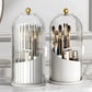 Rotating Toothbrush & Makeup Brush Organizer With Lid