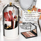 Rotating Toothbrush & Makeup Brush Organizer With Lid