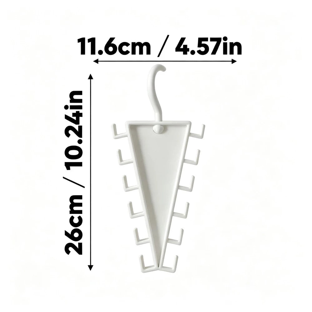 White plastic wall hook organizer with multiple small side hooks, shown with dimension arrows and text indicating 11.6cm width and 26cm height on a white background.