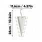 White plastic wall hook organizer with multiple small side hooks, shown with dimension arrows and text indicating 11.6cm width and 26cm height on a white background.