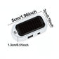 A small white and black solar power bank with dimension labels showing 5cm length, 2cm width, and 1.3cm depth on a white background.