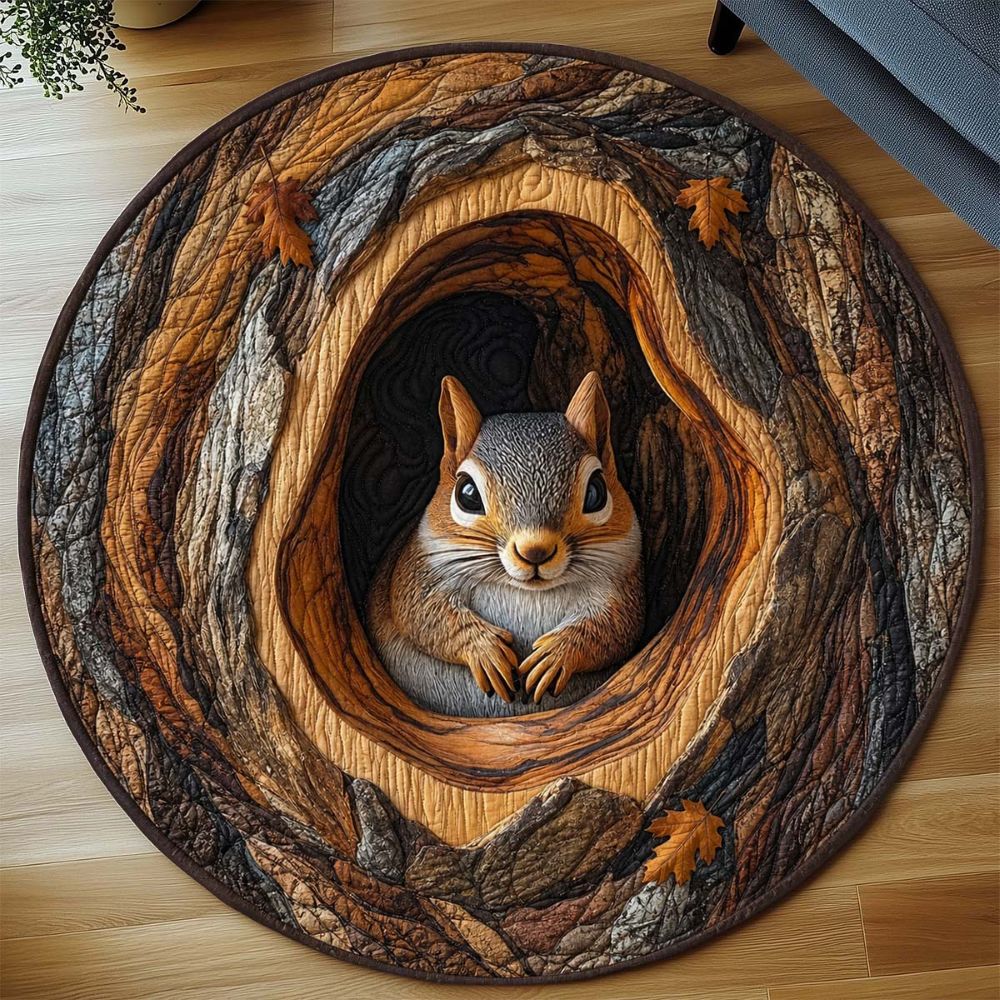 Squirrel In The Hollow Round Rug - HR010