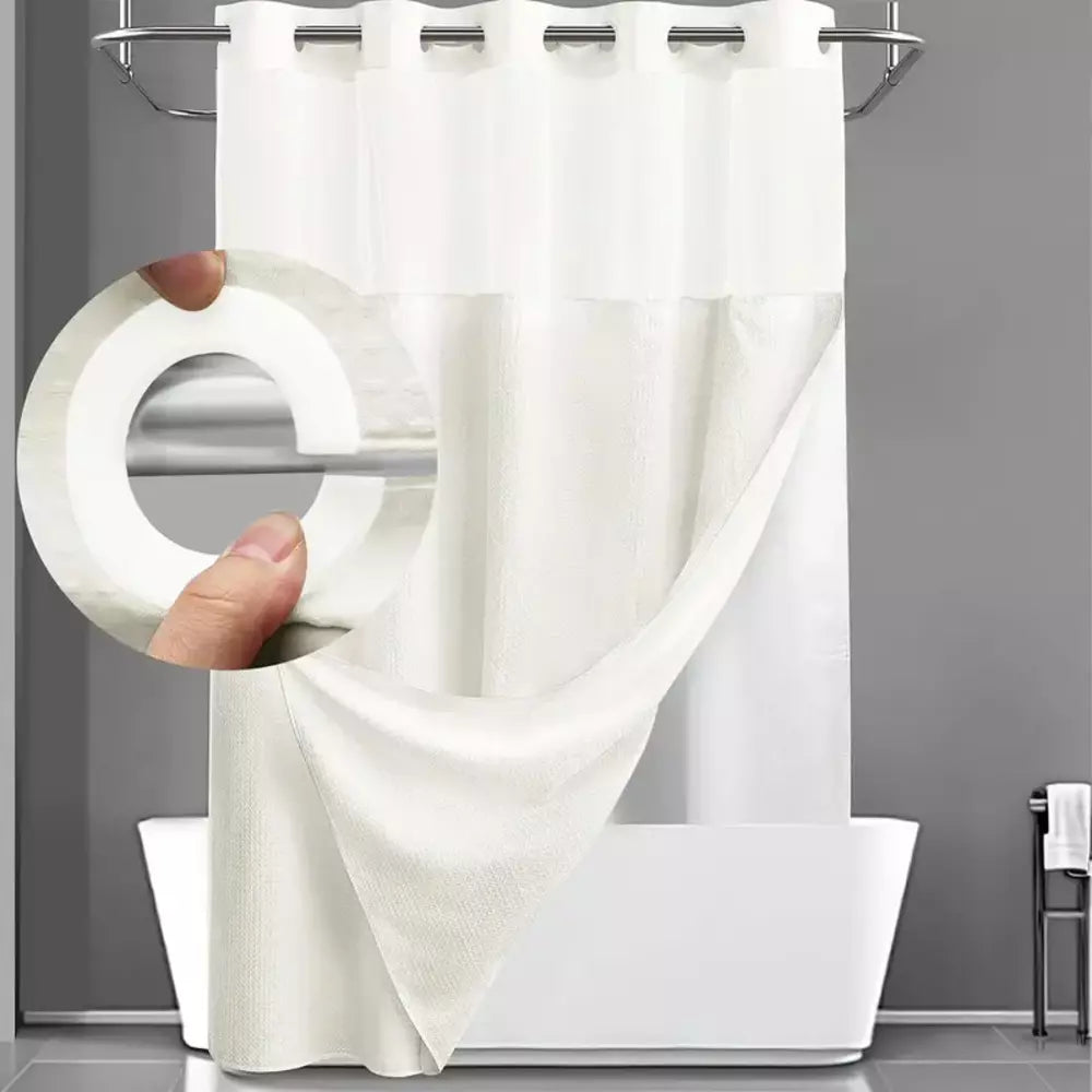 Strong white waffle texture shower curtain