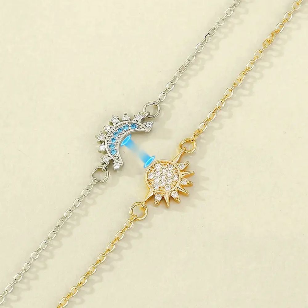 Sun & Moon Bracelet Set, Stackable Celestial Charm Bracelets