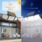 Three adjustable light heads on a solar-powered outdoor spotlight