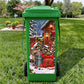 Raccoon trash can sticker for Christmas outdoor bin decoration