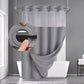 Waffle texture shower curtain in a modern bathroom