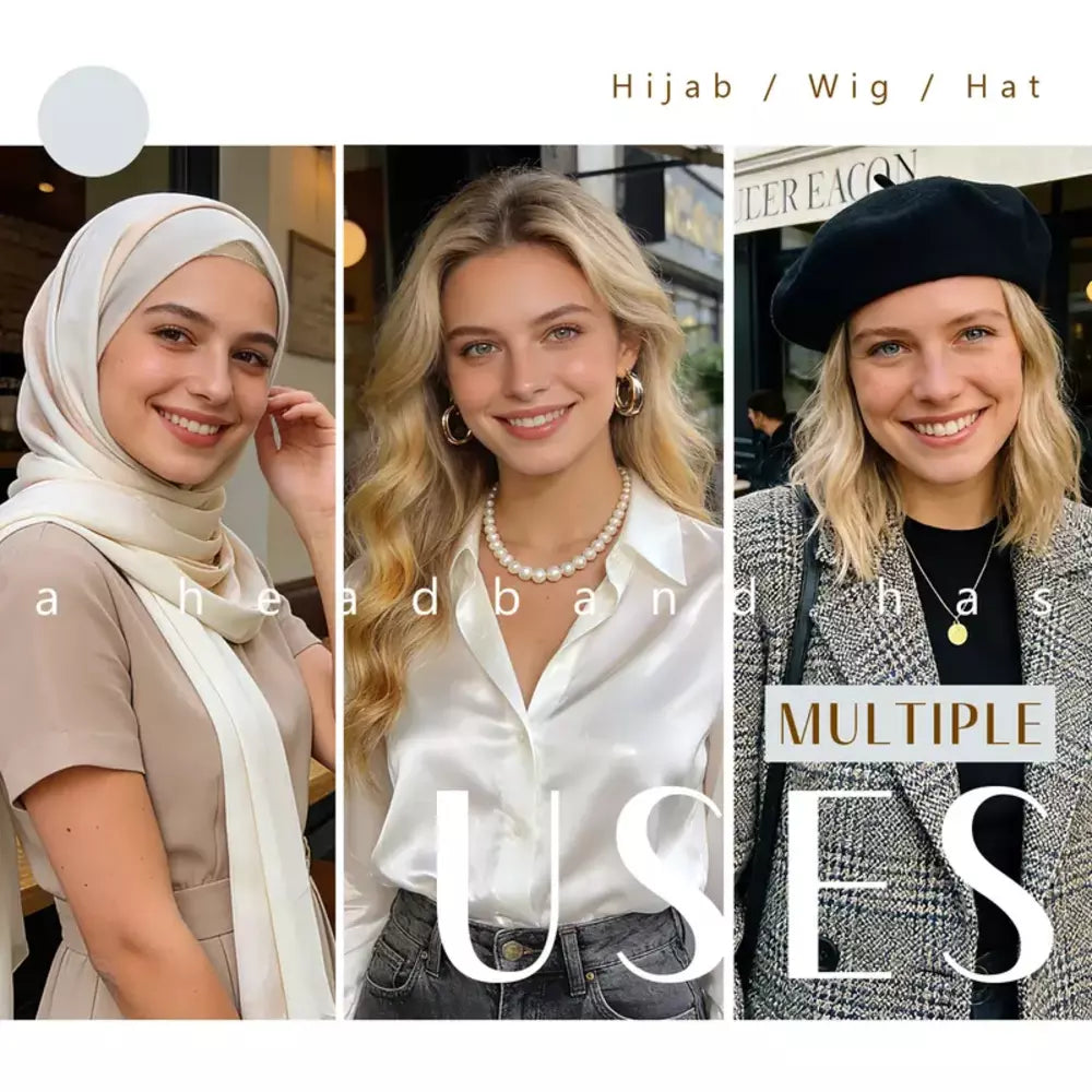 Adjustable grip band for use with wigs and selected head coverings
