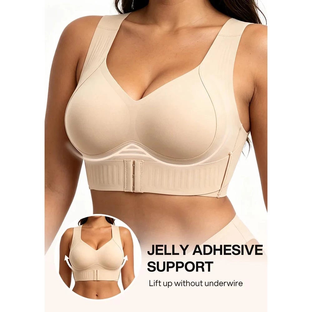 Front closure detail of the posture support bra