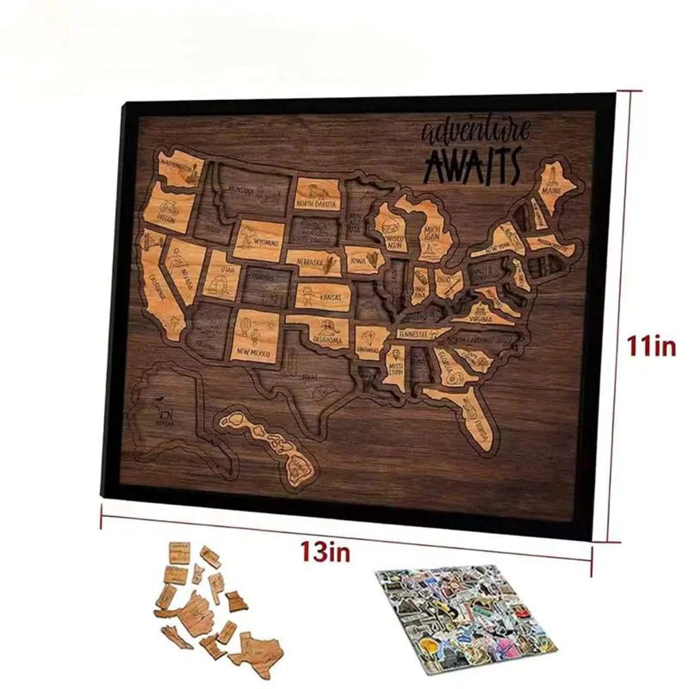Wooden USA Travel Map Puzzle