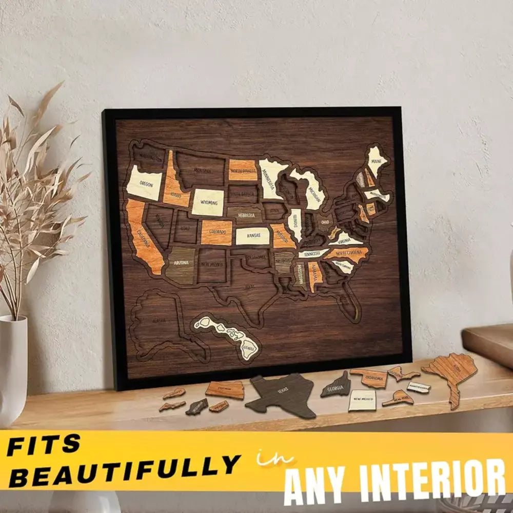 Wooden USA Travel Map Puzzle