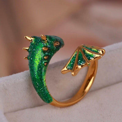 Gold Topaz Dragon Ring Adjustable Ring Size