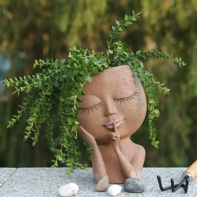 Cute Lady Face Plant Pot