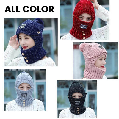 2 in 1 Mask Scarf Knitted Hat