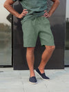 Men's linen multi-pocket drawstring design casual shorts