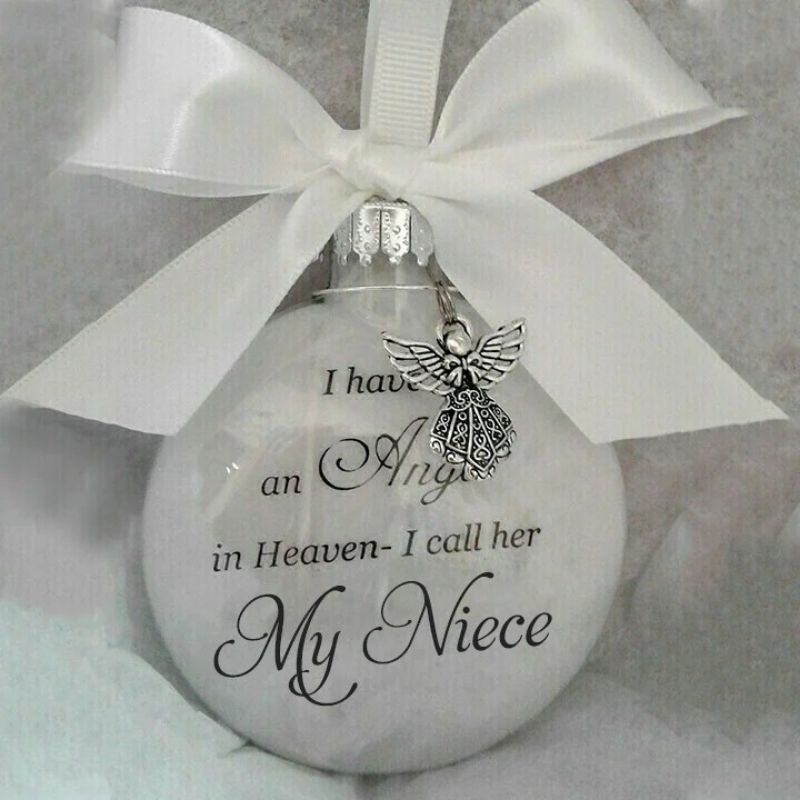 Christmas Ornaments Feather Ball - Angel In Heaven Memorial Ornament