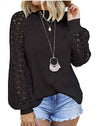 Women’s Lace Long Sleeve Tops Fall Casual Loose Blouses T-Shirts Tops