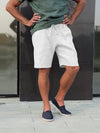 Men's linen multi-pocket drawstring design casual shorts