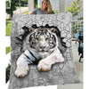 White Tiger Wall - Premium Blanket